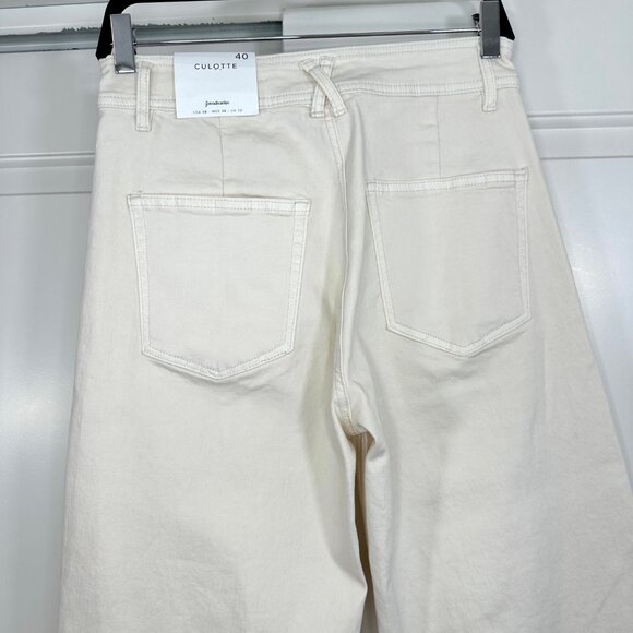Stradivarius Ivory/Beige Twill Wide Leg Pants Culotte - NEW - Picture 7 of 11